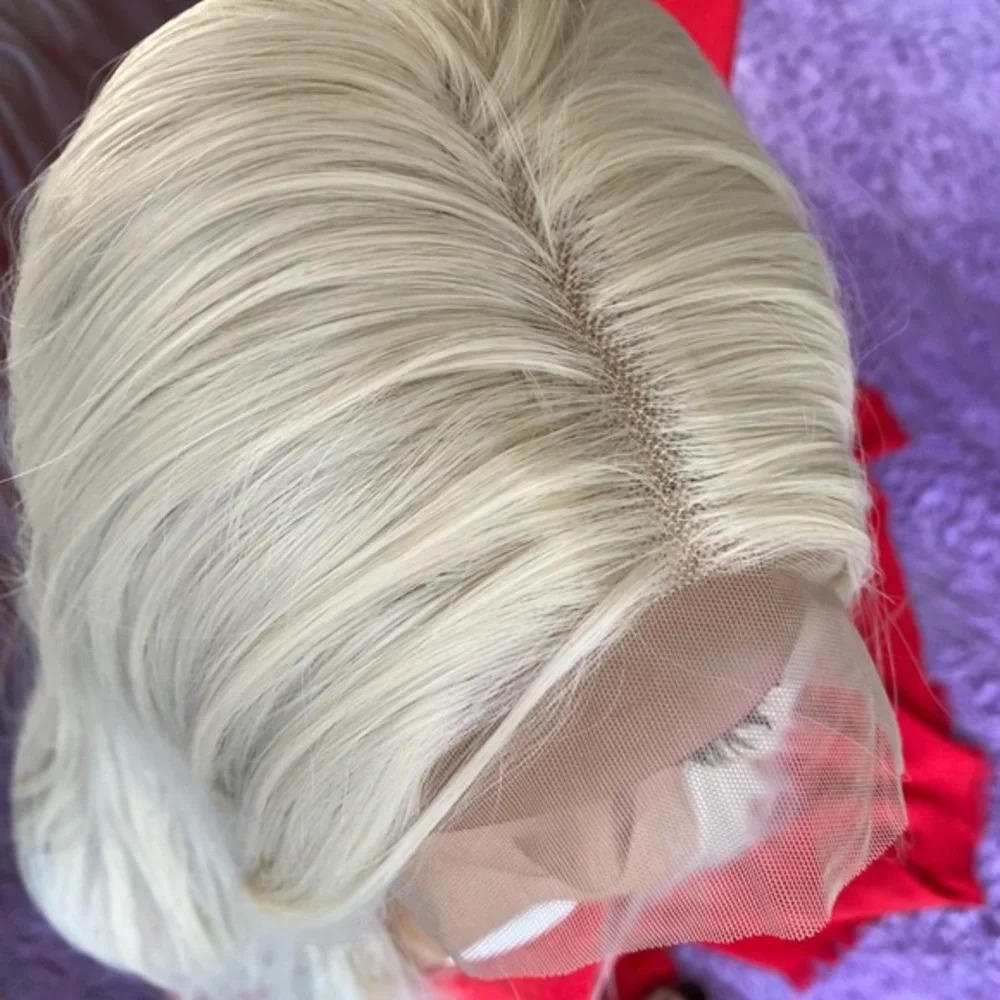 White blonde platinum lace front wig